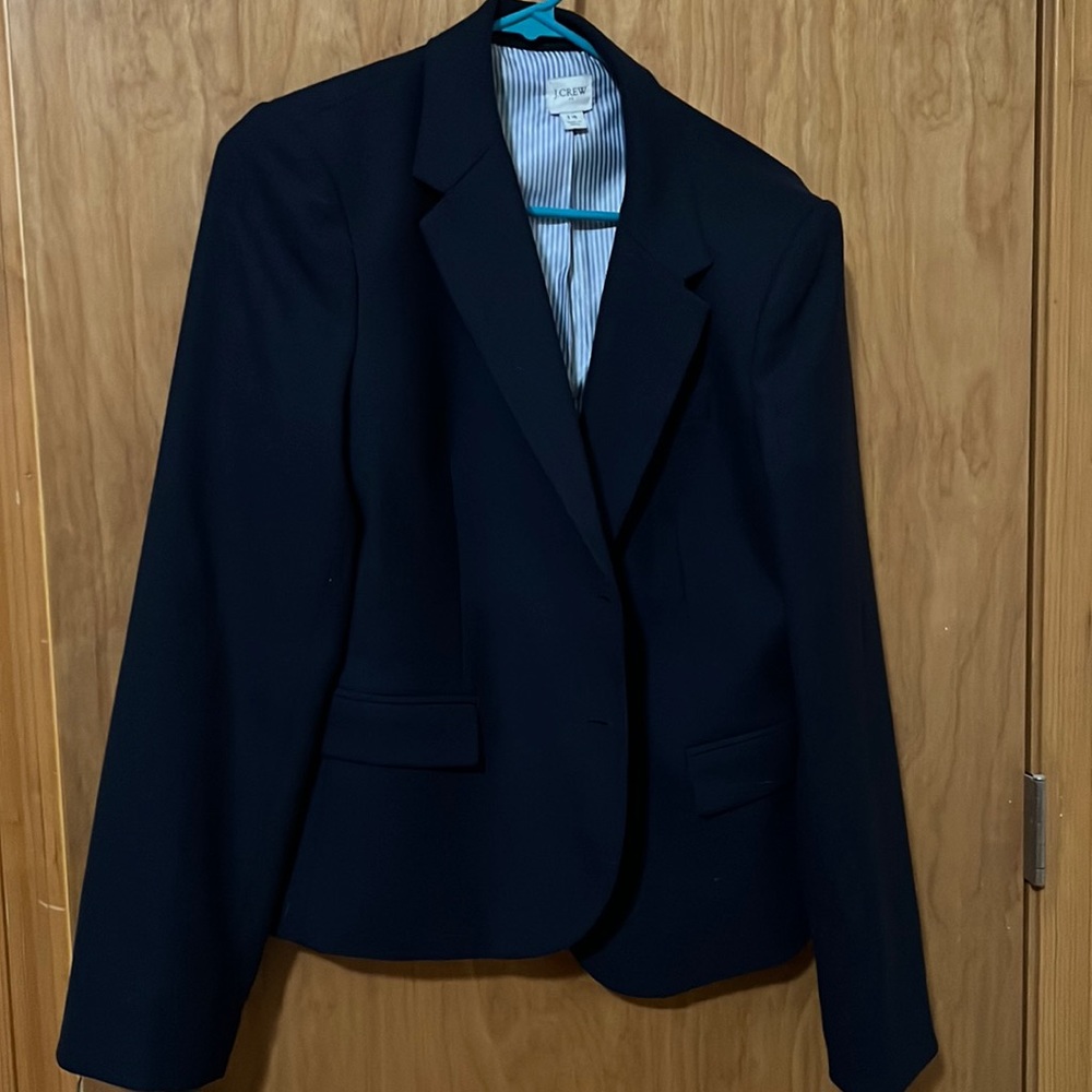J Crew Navy Women’s dress Blazer with golden buttons and grey lapel